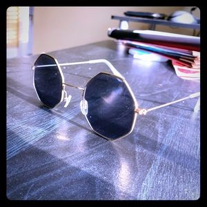 Black Sunglasses with Gold Rim
